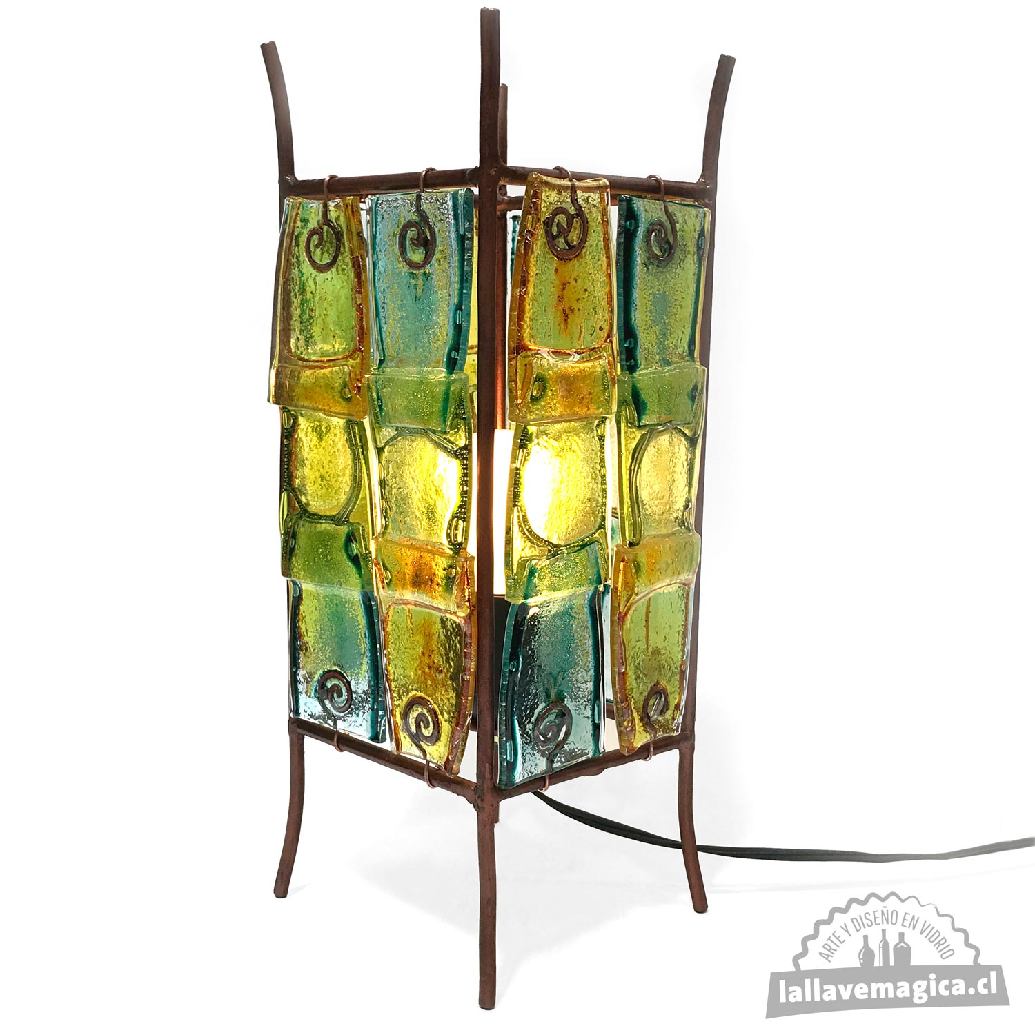 Océano: Lámpara cuadrada de 24 botellas de vidrio - Imagen 2